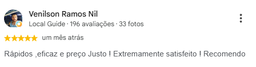 Avaliação de Venilson Ramos Nil no Google, 5 estrelas