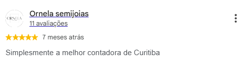 Avaliação de Ornela Semijoias no Google, 5 estrelas