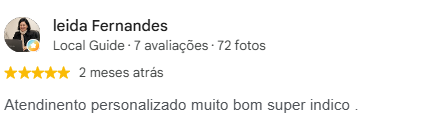 Avaliação de Ieida Fernandes no Google, 5 estrelas